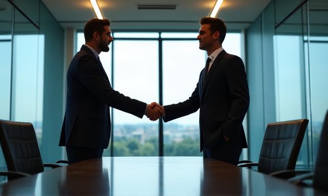 Due professionisti che si stringono la mano durante una negoziazione
